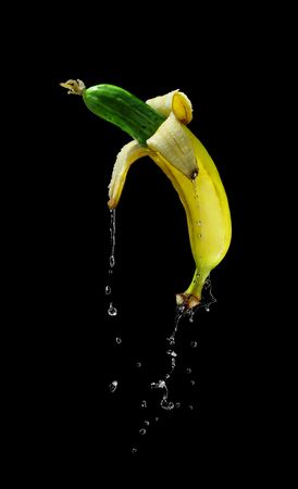 Modified banana with cucumberの写真素材