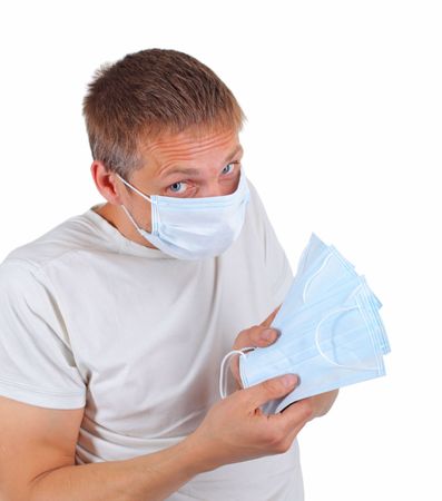Man with medicine masksの写真素材