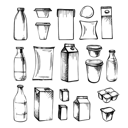 Milk set of  vector pack on white backgroundのイラスト素材
