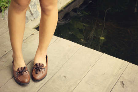 Vintage brown leather shoesの写真素材