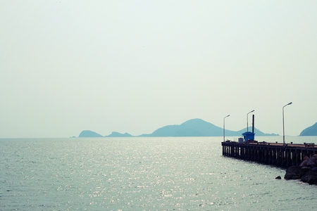 View of the sea ,sky and mountainの写真素材