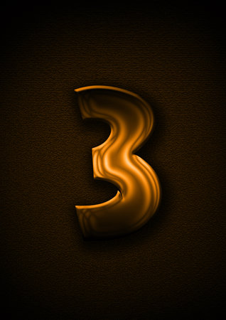 Symbol for web or writing of number 3 isolated on brown textured background. 3d renderingの写真素材