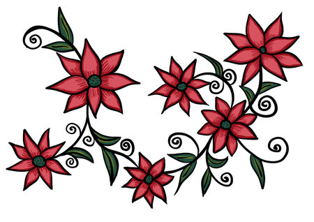 Vector set of decorative flowers in ethnic style. Hand drawn illustration.の写真素材