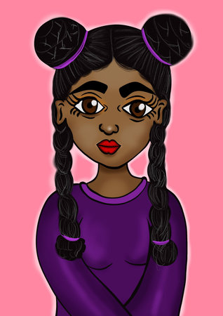 beautiful cute black woman artの写真素材