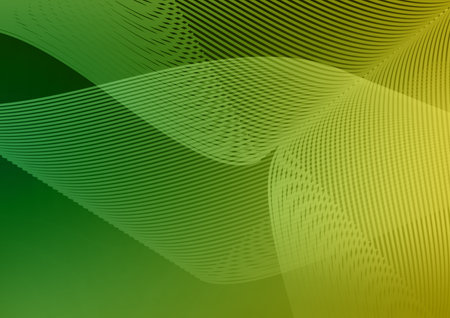 abstract background with smooth lines in yellow, green and white colorsの写真素材