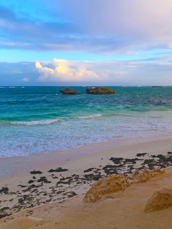Beautiful beach at sunset, Kenya, Africa.の写真素材
