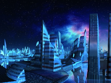 Aquarius City Skyline の写真素材