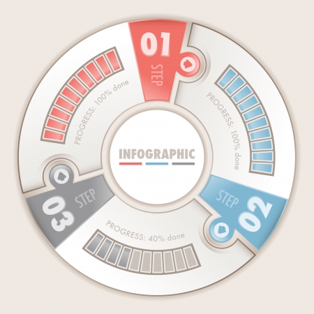 Illustration for Infographic three steps with progress bar - Royalty Free Image