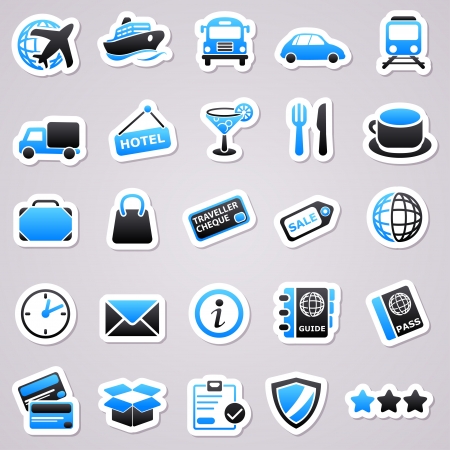 Blue transportation stickersのイラスト素材