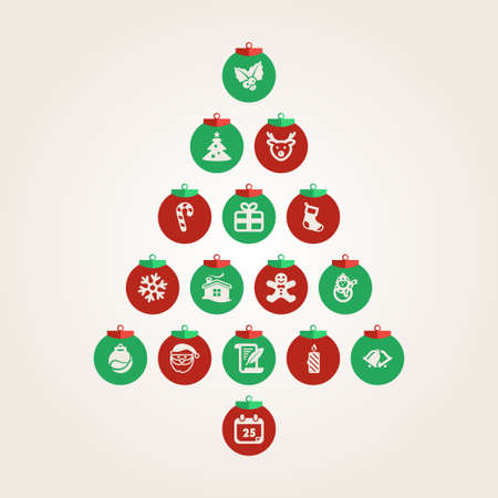 Abstract Christmas tree made of Christmas balls のイラスト素材