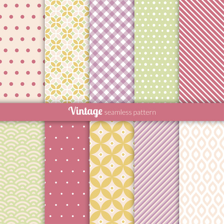 Set of ten seamless patterns  Vintage styleのイラスト素材