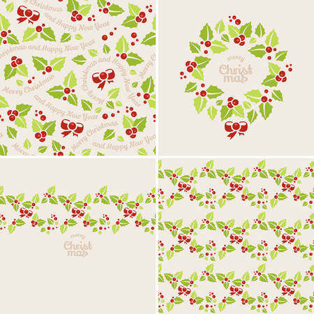 Set of background with mistletoe  Christmas holidays のイラスト素材