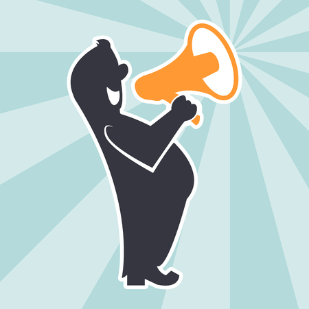 Cartoon with megaphone. Advertising concept. Communicationのイラスト素材