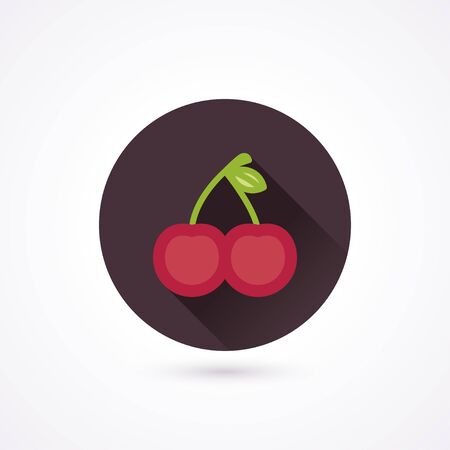 Cherries flat icon in a circleのイラスト素材