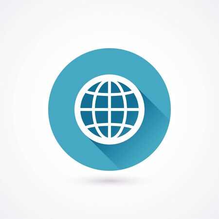Globe flat icon in a circle with long shadowのイラスト素材