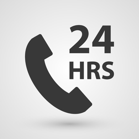 Black 24 hours icon. Symbol about services of helpline concept.のイラスト素材
