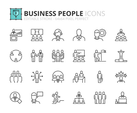 Outline icons about business people. Editable stroke. 64x64 pixel perfect.のイラスト素材
