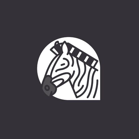 Illustration about animals. Colorful outline icon of a zebraのイラスト素材