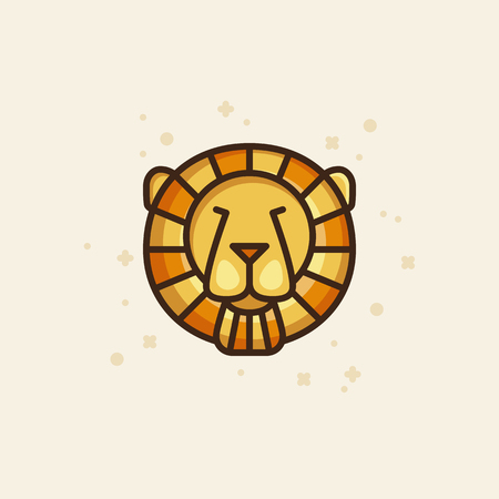 Illustration about animals. Colorful outline icon of a lionのイラスト素材