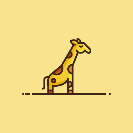 Illustration about animals. Colorful outline icon of a giraffeのイラスト素材