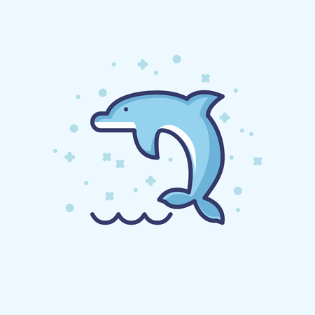 Illustration about animals. Colorful outline icon of a dolphinのイラスト素材