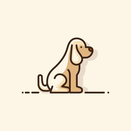 Illustration about animals. Colorful outline icon of a dogのイラスト素材