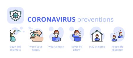 Information about Coronavirus preventions. Healthcare and medicine infographic. 2019-nCoVのイラスト素材