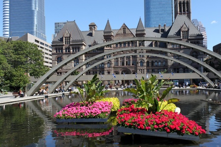 Toronto, Old City Hall with flowers in pond, Sept. 18, 2009のeditorial素材