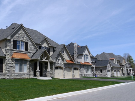 Chicago, USA, May 2011 - suburban street with modern housesのeditorial素材