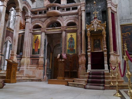 Jerusalem, Israel, October 2011 - An altar inside one of the oldest churches in the world, the Church of the Holy Sepulchreのeditorial素材