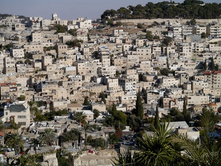 Jerusalem, Israel October 2011 - apartment buildings on a hillside in Arab district facing the Old Cityのeditorial素材
