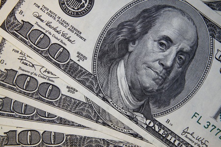 Washington, DC, 2010 - United States Hundred Dollar Bill, with Benjamin Franklinのeditorial素材