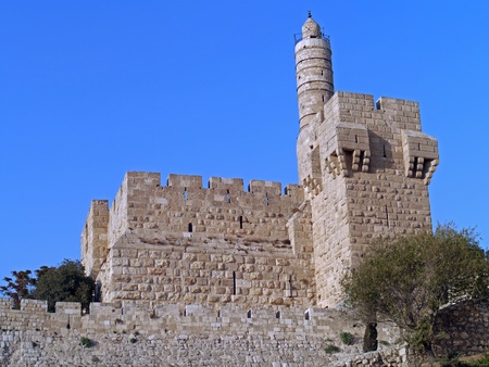 Jerusalem, Israel, October 2011 - Tower of David viewed from  outside Old City 