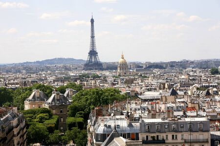 Paris, France, July 2009 - skyline of Paris with Eiffel Towerのeditorial素材