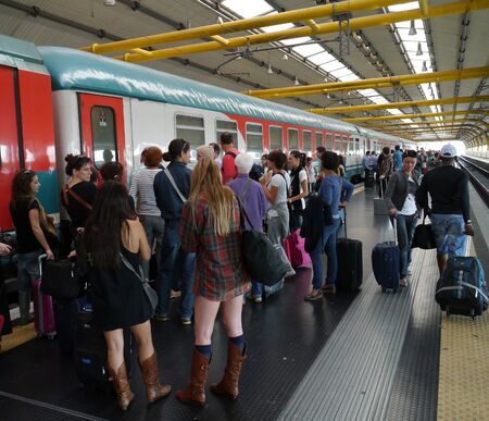 Rome, Italy, October 2011 -  train station at Fiumicino Airport