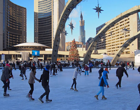 Toronto City Hall Square, skating rink, December 2013のeditorial素材