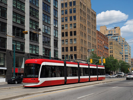 Toronto street scene with light rapid transit train