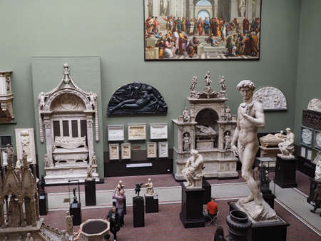 LONDON - SEPTEMBER 2016: The Victoria and Albert Museum has a collection of plaster cast reproductions of famous sculpture,  such as Michaelangelo's David.のeditorial素材