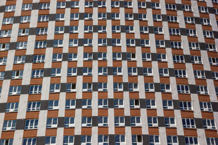 Brown Facade in Daylight of Skyscrapers Apartment Buildings Residential Blocks Detail Texture...
