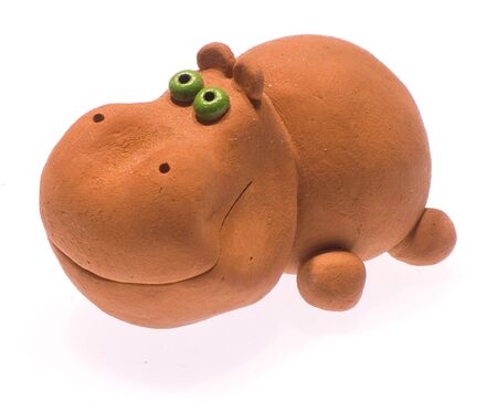 The toy clay hippopotamus.の写真素材