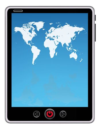 world map on tablet screen   mesh illustration  のイラスト素材