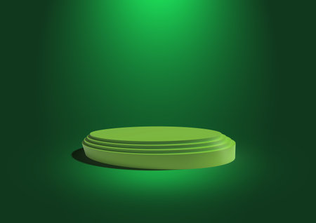 3d render for product podium showcase stage stand royal green backgroundの写真素材