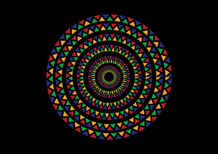 Egyptian Nubian mandala design texture textile vector art work on black backgroundのイラスト素材