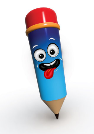 3d Render for a Carton Pencil Character design isolated on white backgroundの写真素材