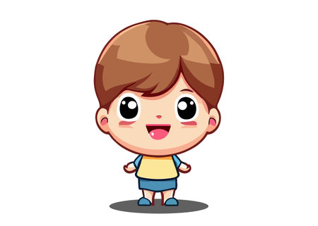Cute Boy Kid cartoon character vector art drawing back to school designのイラスト素材