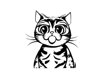 Cute Cat Cartoon Character illustration for kids coloring book, vector art designのイラスト素材