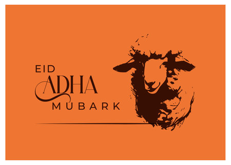 Eid Adha Mubark Arabic islamic celebration greeting creative card design, vector art abstract sheep designのイラスト素材