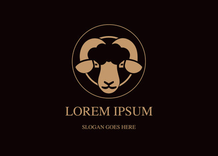Abstract Sheep lamb meat logo design gold on black vector artのイラスト素材