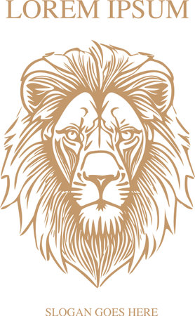 Lion head. Vector illustration. Isolated on white background.のイラスト素材