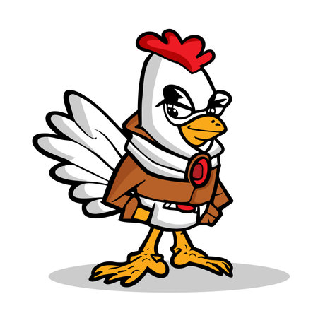 Chicken Hero detective cartoon comic character for restaurant logo vector art ready for coloringのイラスト素材